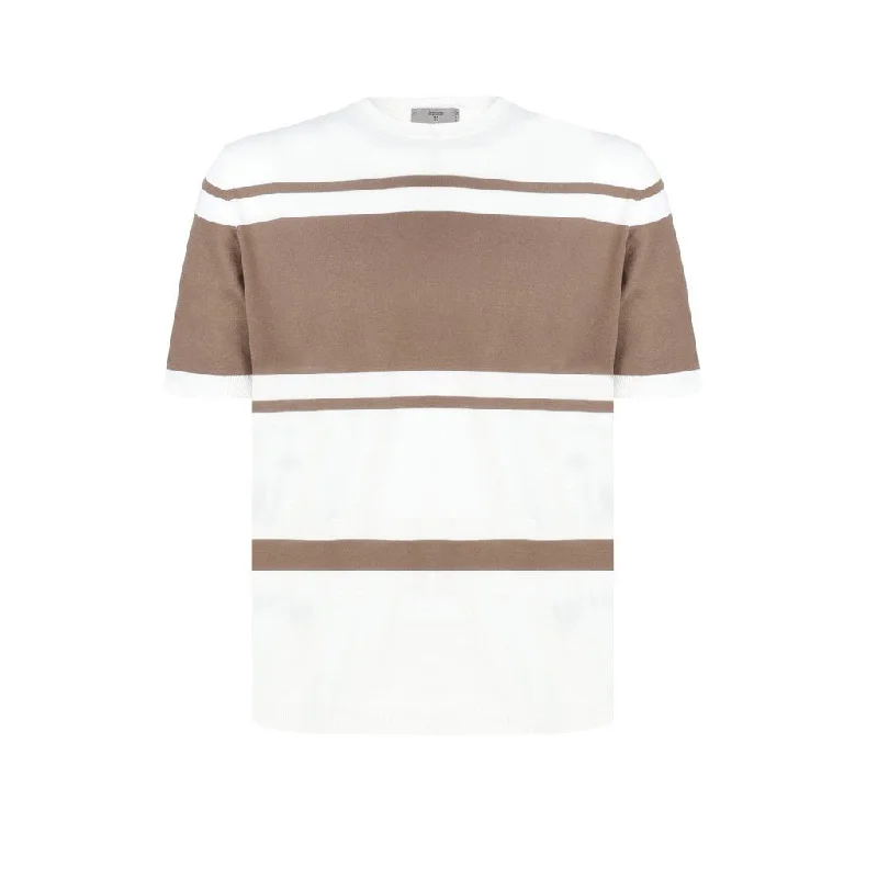 McKINNON & CO X FERRANTE Crew Neck Stripe T-Shirt BROWN/WHITE