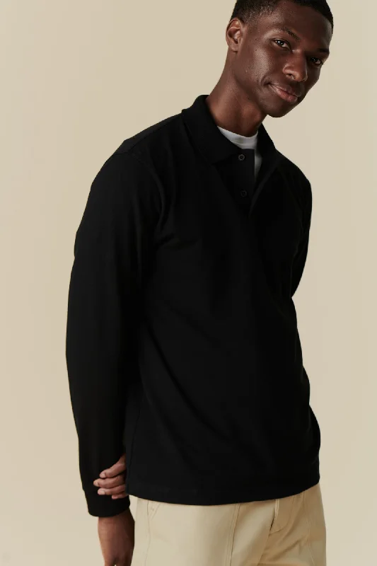 Men's Long Sleeve Polo Shirt - Black