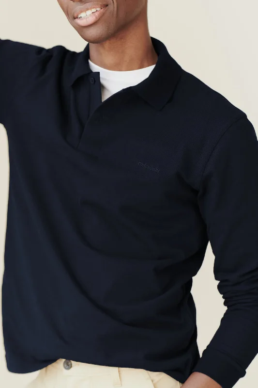 Men's Long Sleeve Polo Shirt Navy