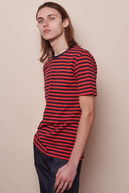 Men's Short Sleeve Stripe T Shirt Navy/Red