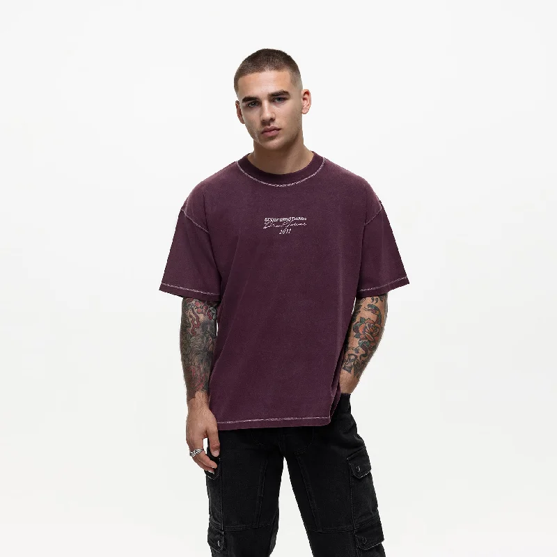 Overlock Maroon Washed T-shirt (Final Sale)