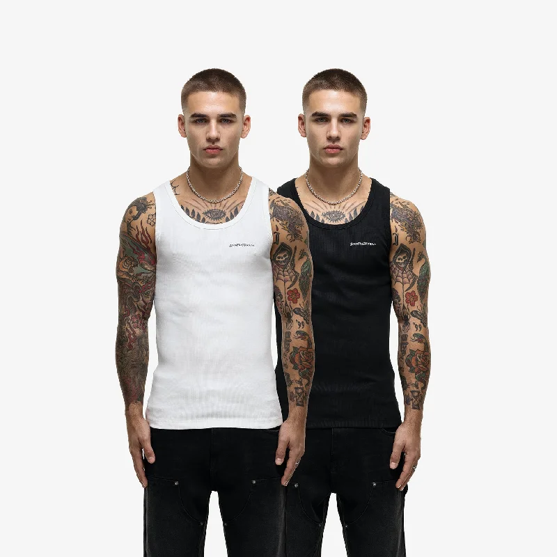 Slim Fit Ribbed Vest 2 x Pack