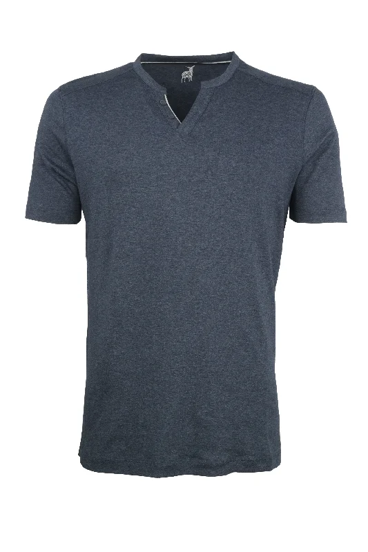 Raffi Short Sleeve V-neck Henley Carbon