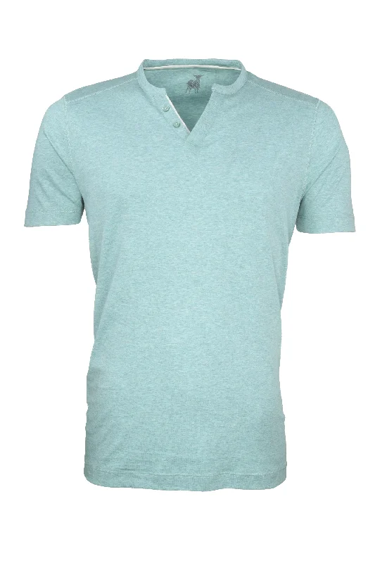 Raffi Short Sleeve V-neck Henley Seaglass