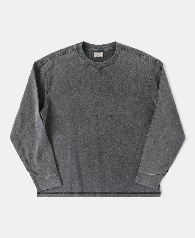 Suede Textured Drop Shoulder T-Shirt - Dark Gray