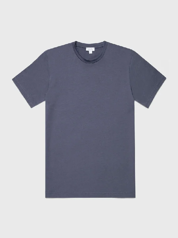 Sunspel Riviera Crew Neck Tee in Slate Blue