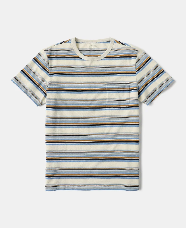 Vintage Striped Cotton Pocket T-Shirt