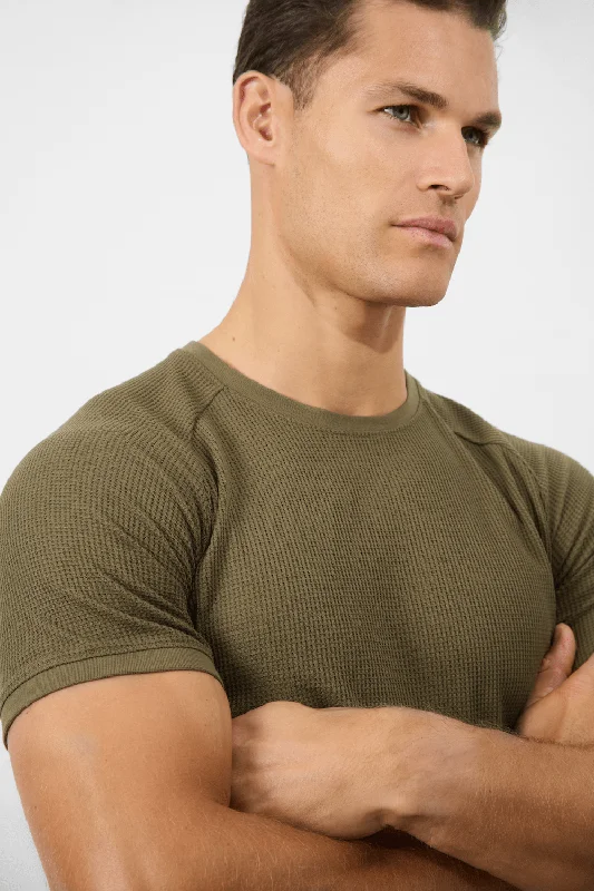 Short Sleeve Waffle T-Shirt in Khaki